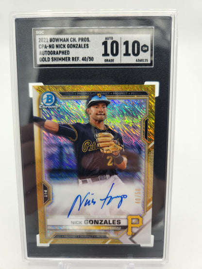 2021 Bowman Chrome Nick Gonzales Gold Shimmer Autograph /50